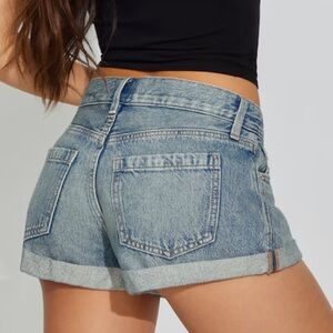 Garage denim low rise cuffed shorts